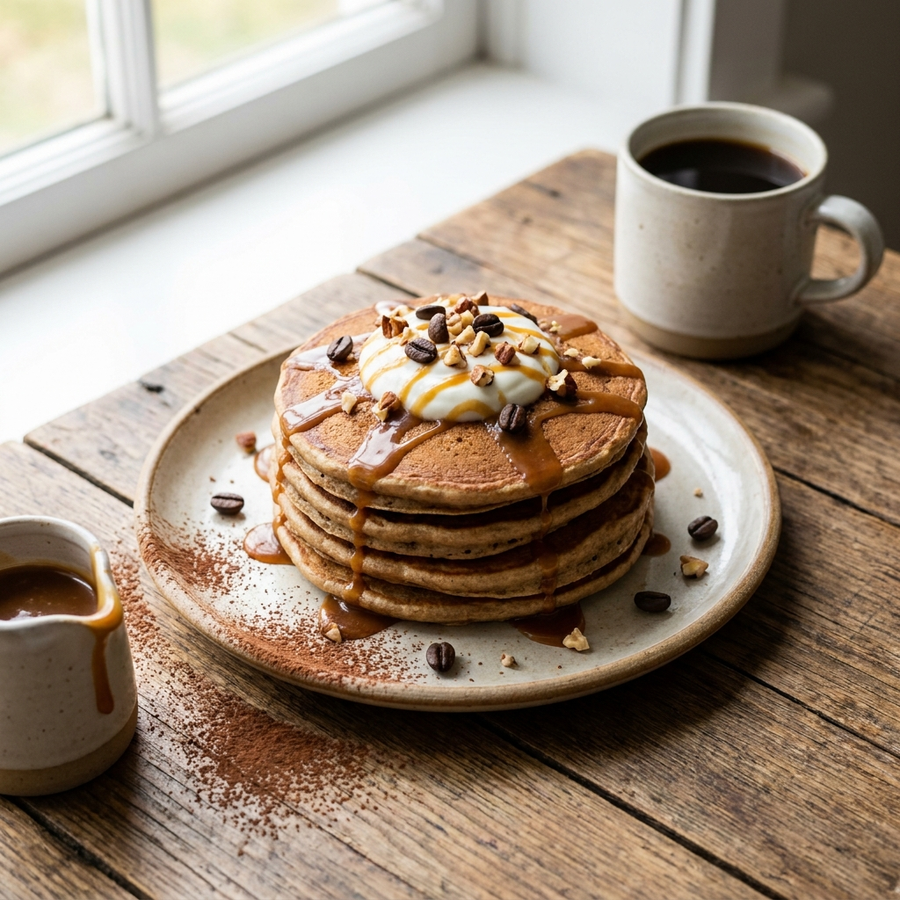 Caramel Coffee Protein Pancakes